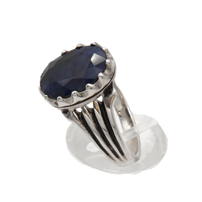 925 Silberring mit natürlichem Saphir