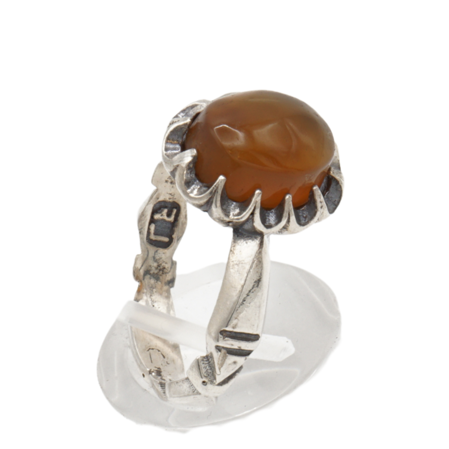 925 Silber Herren Aqeeq Ring Yamani - Jemen-Achat  - Handarbeit - Massiv