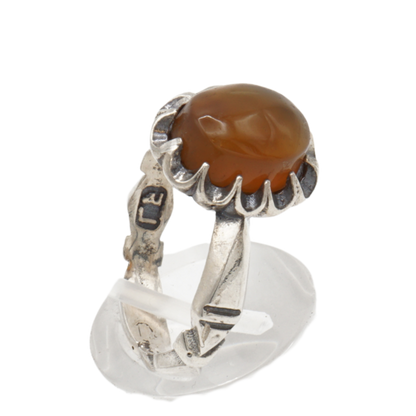 925 Silber Herren Aqeeq Ring Yamani - Jemen-Achat  - Handarbeit - Massiv