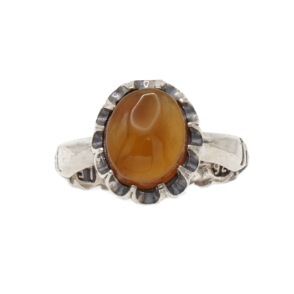 925 Silber Herren Aqeeq Ring Yamani - Jemen-Achat  - Handarbeit - Massiv