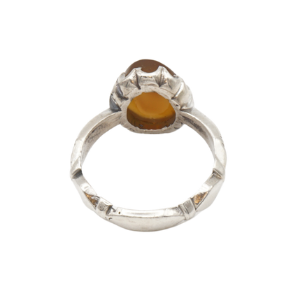 925 Silber Herren Aqeeq Ring Yamani - Jemen-Achat  - Handarbeit - Massiv