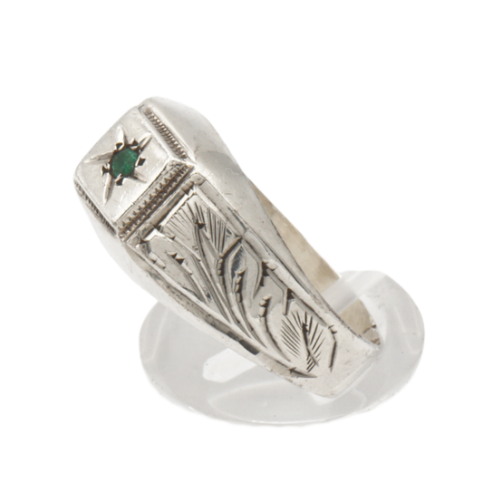 925 Silber Herrenring mit grünem Zirkonia