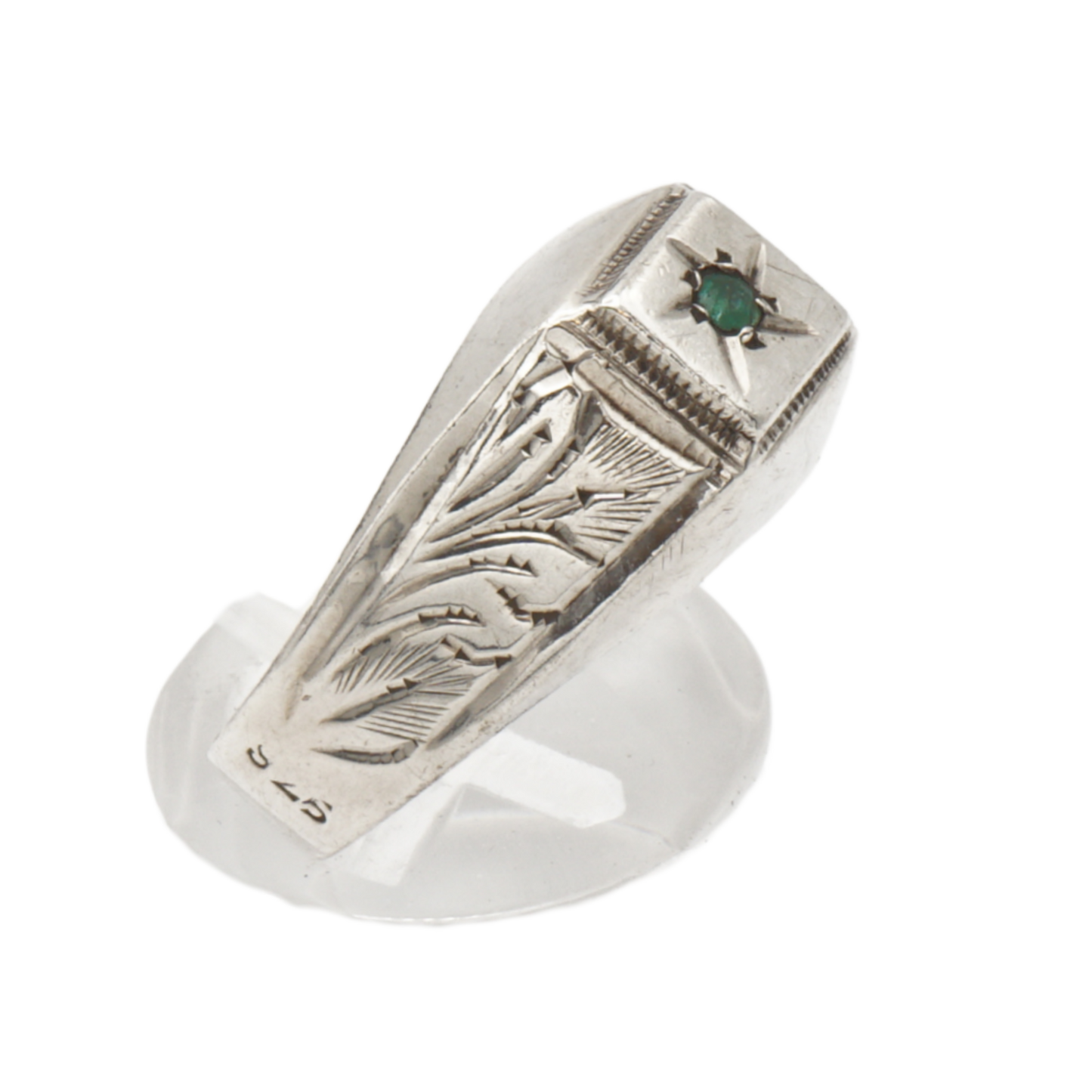 925 Silber Herrenring mit grünem Zirkonia