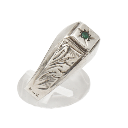 925 Silber Herrenring mit grünem Zirkonia