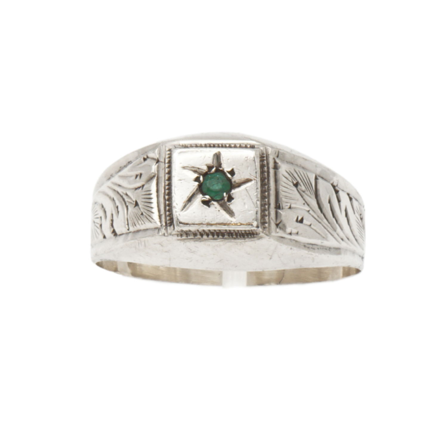 925 Silber Herrenring mit grünem Zirkonia