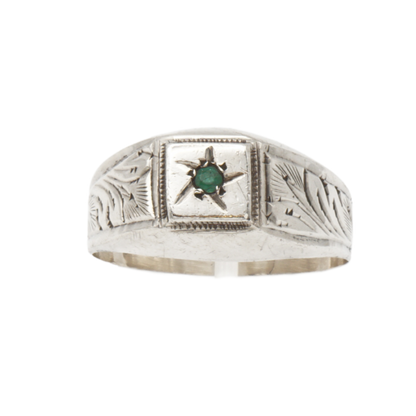 925 Silber Herrenring mit grünem Zirkonia