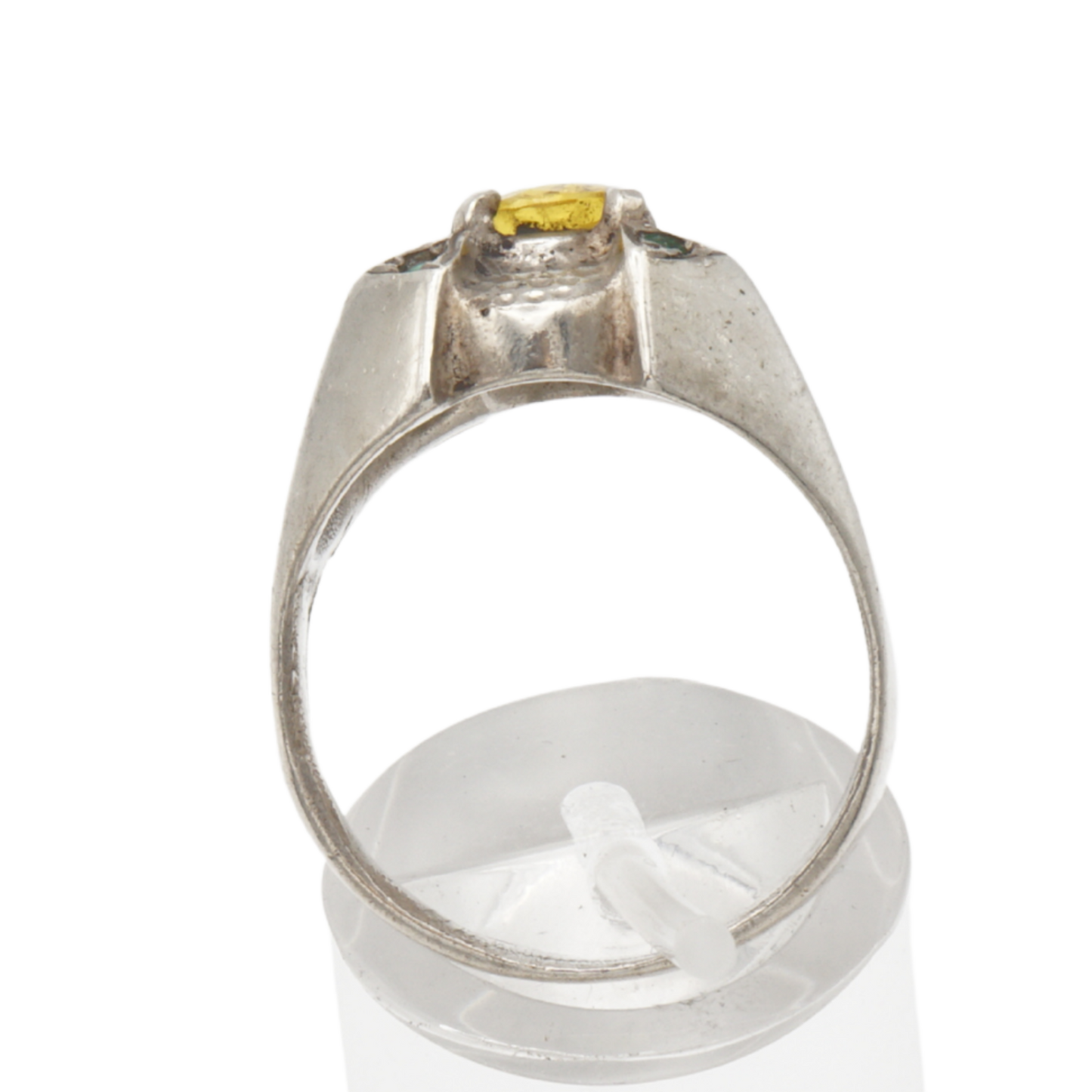 925 Silberring mit natürlichem Saphir und grünen Zirkonia