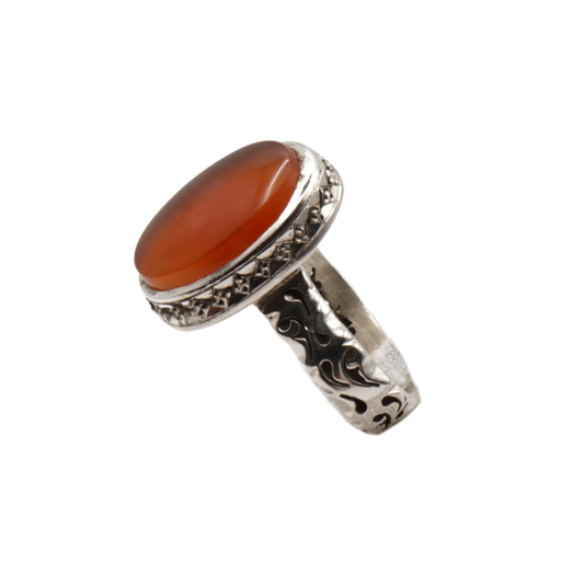 925 Silber Herren Aqeeq Ring Yamani - Jemen-Achat  - Handarbeit - Massiv