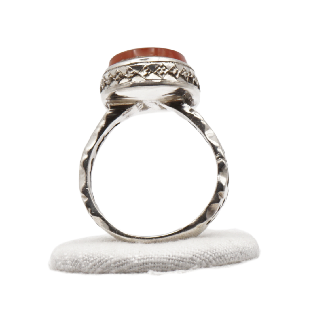 925 Silber Herren Aqeeq Ring Yamani - Jemen-Achat  - Handarbeit - Massiv