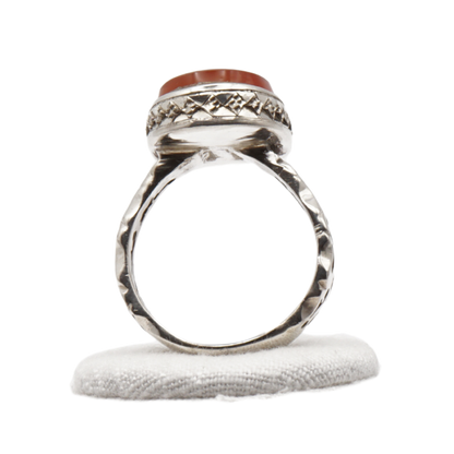 925 Silber Herren Aqeeq Ring Yamani - Jemen-Achat  - Handarbeit - Massiv