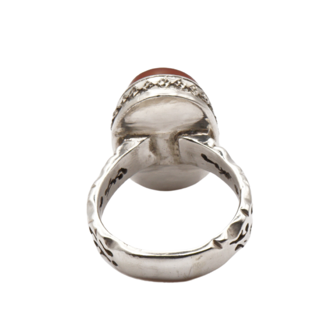 925 Silber Herren Aqeeq Ring Yamani - Jemen-Achat  - Handarbeit - Massiv