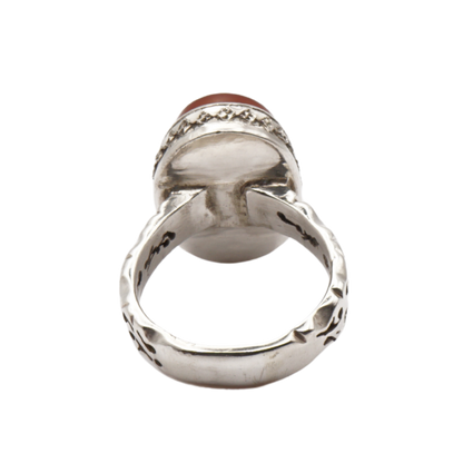 925 Silber Herren Aqeeq Ring Yamani - Jemen-Achat  - Handarbeit - Massiv