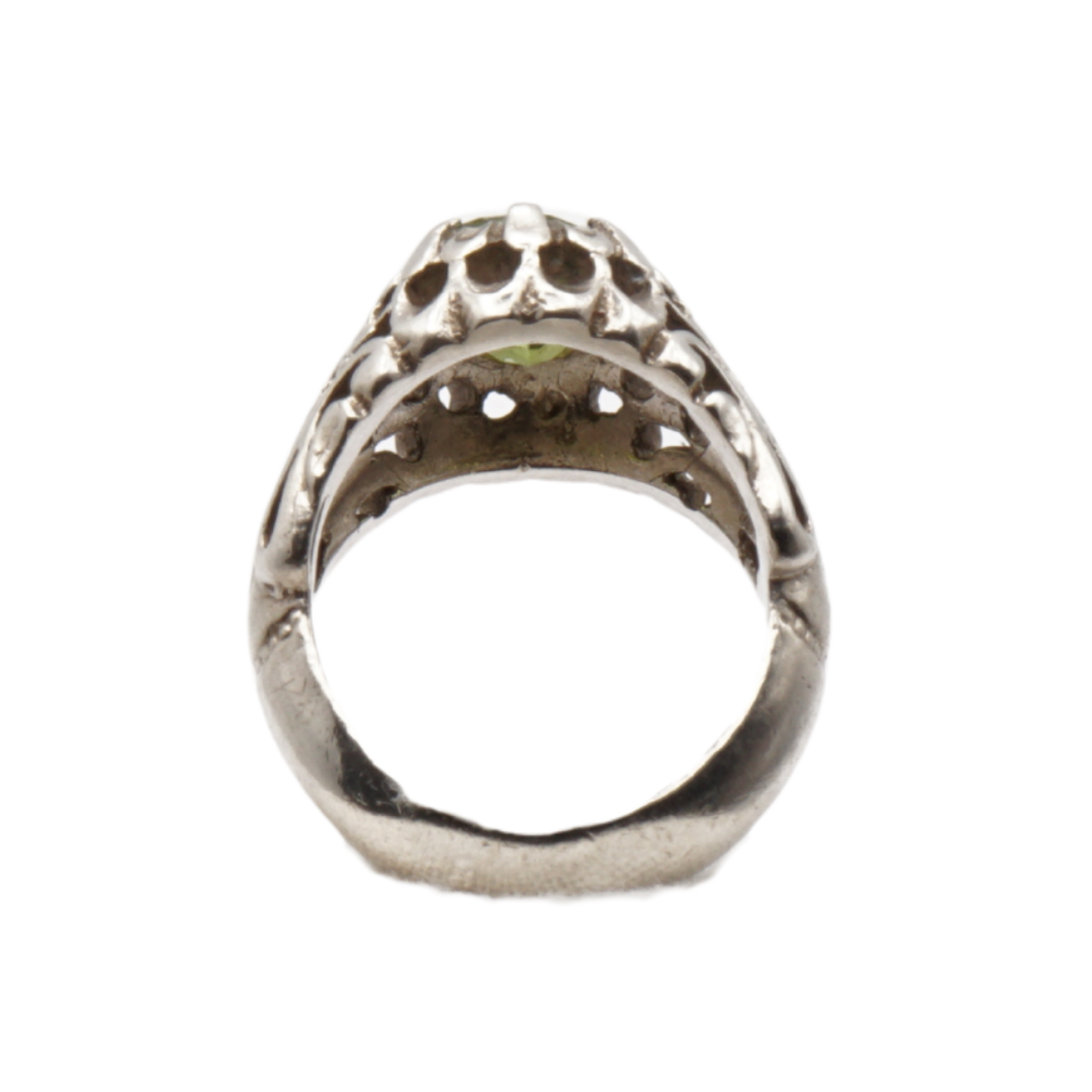 925 Silber Massiver Herrenring mit echtem Peridot - Handarbeit
