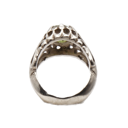 925 Silber Massiver Herrenring mit echtem Peridot - Handarbeit