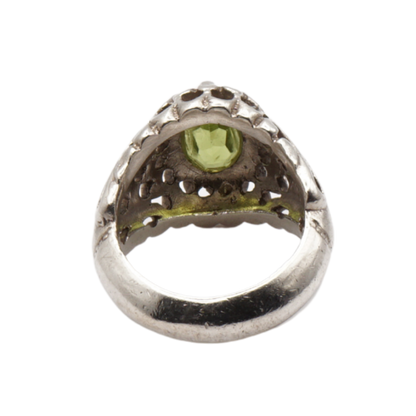 925 Silber Massiver Herrenring mit echtem Peridot - Handarbeit