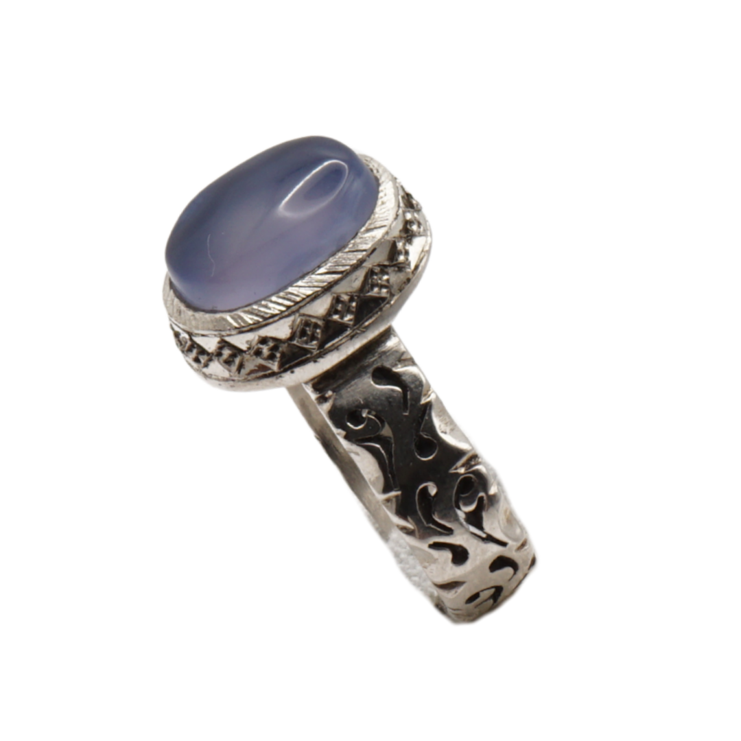 925 Silber Herren Aqeeq Ring Yamani - Jemen-Achat  - Handarbeit - Massiv