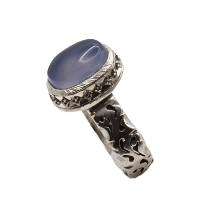 925 Silber Herren Aqeeq Ring Yamani - Jemen-Achat  - Handarbeit - Massiv