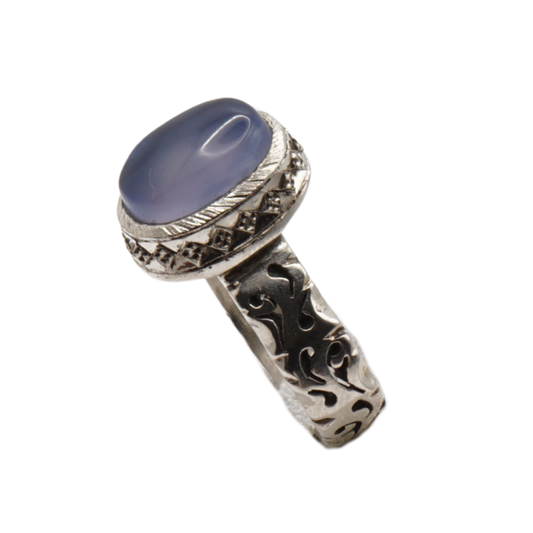 925 Silber Herren Aqeeq Ring Yamani - Jemen-Achat  - Handarbeit - Massiv