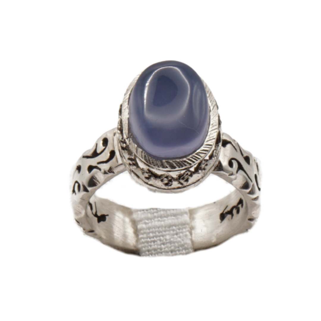 925 Silber Herren Aqeeq Ring Yamani - Jemen-Achat  - Handarbeit - Massiv
