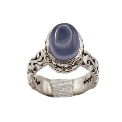 925 Silber Herren Aqeeq Ring Yamani - Jemen-Achat  - Handarbeit - Massiv