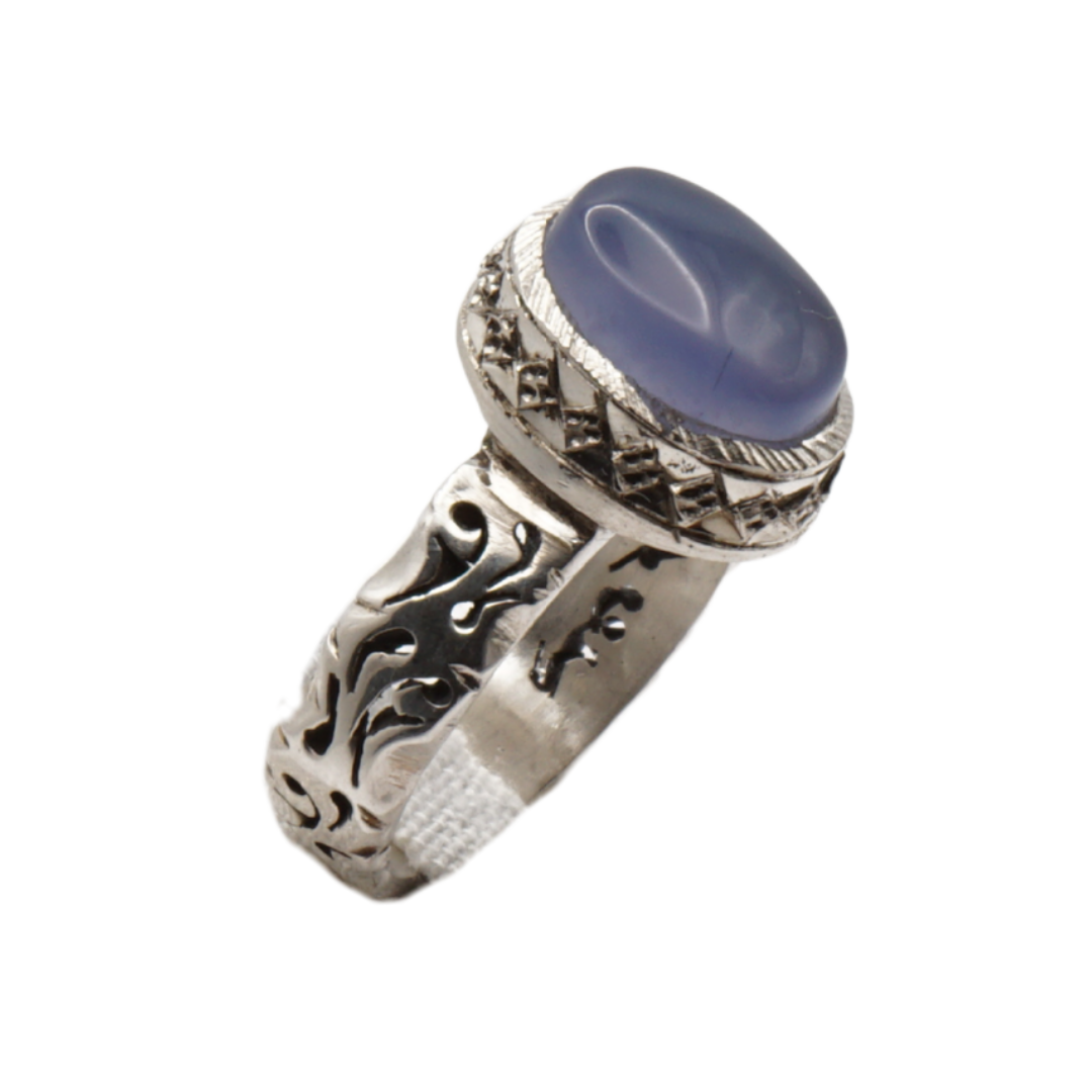 925 Silber Herren Aqeeq Ring Yamani - Jemen-Achat  - Handarbeit - Massiv