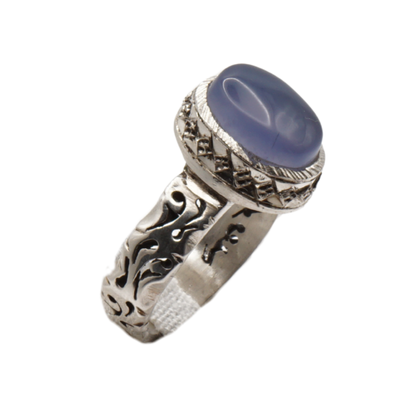 925 Silber Herren Aqeeq Ring Yamani - Jemen-Achat  - Handarbeit - Massiv