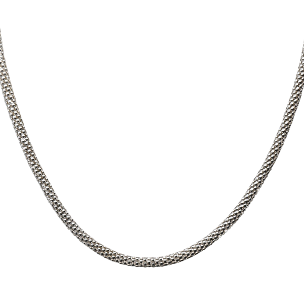 925 Silber Popcorn Halskette + Armkette-Set mit Gratis-Pflegtuch