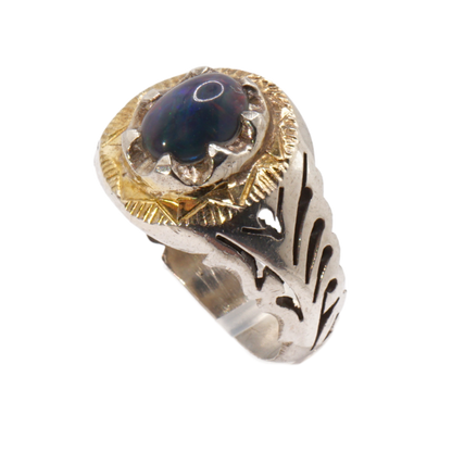 925 Silber Herrenring Opal / Edelopal - Handarbeit - Massiv