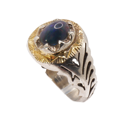 925 Silber Herrenring Opal / Edelopal - Handarbeit - Massiv