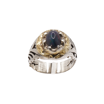 925 Silber Herrenring Opal / Edelopal - Handarbeit - Massiv