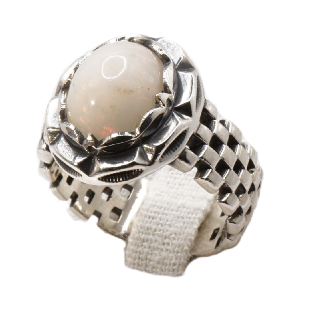 925 Silber Herrenring Opal / Edelopal - Handarbeit - Massiv