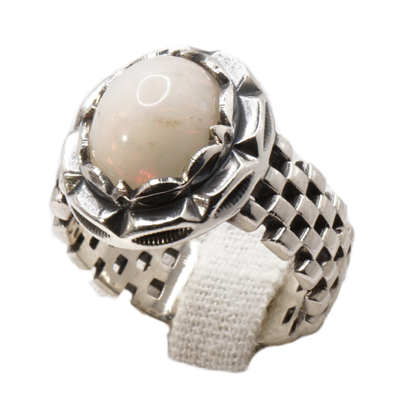 925 Silber Herrenring Opal / Edelopal - Handarbeit - Massiv