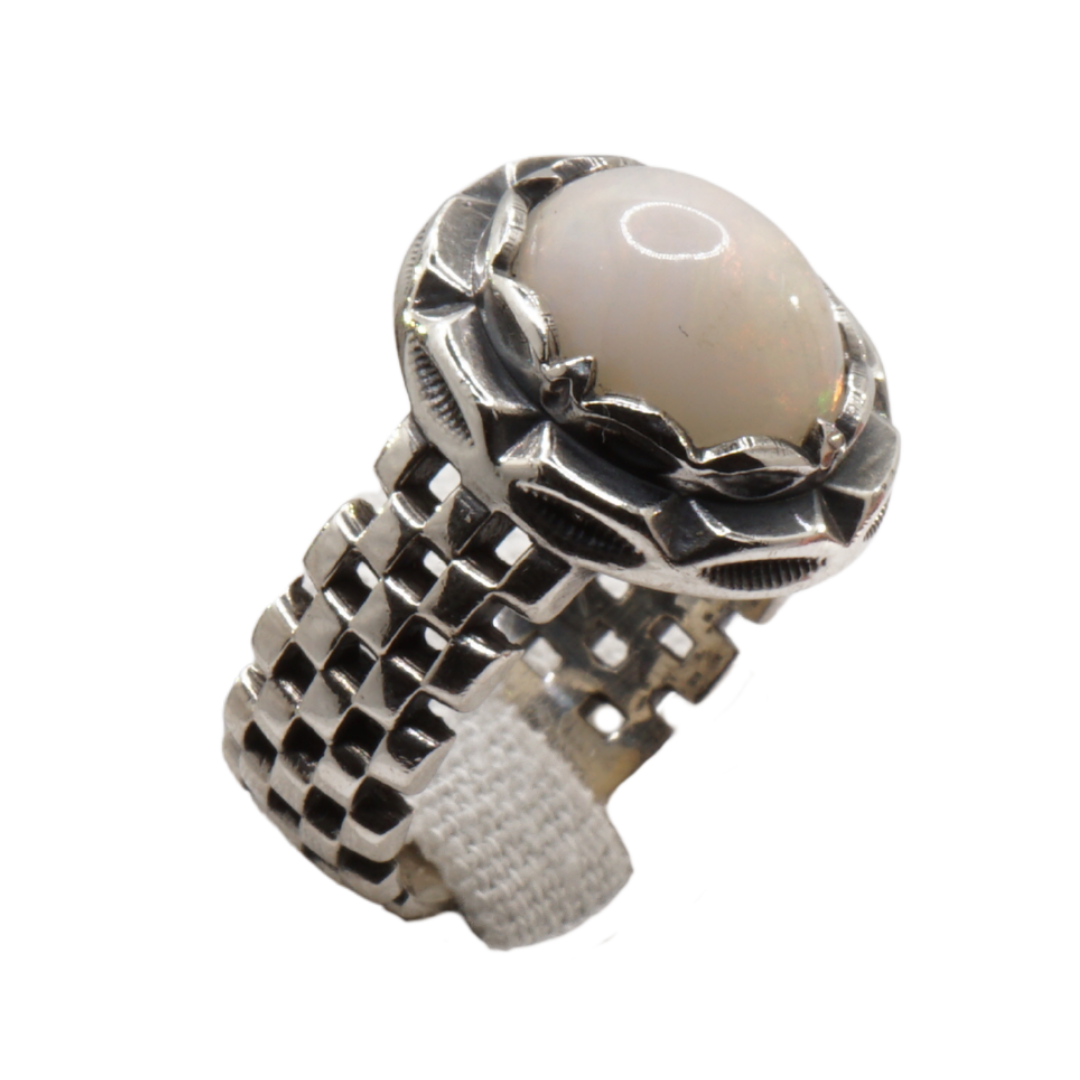 925 Silber Herrenring Opal / Edelopal - Handarbeit - Massiv