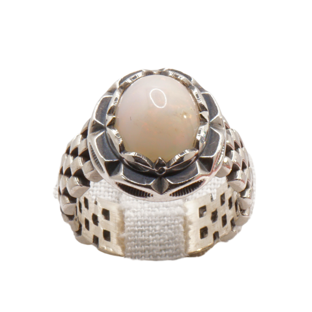 925 Silber Herrenring Opal / Edelopal - Handarbeit - Massiv