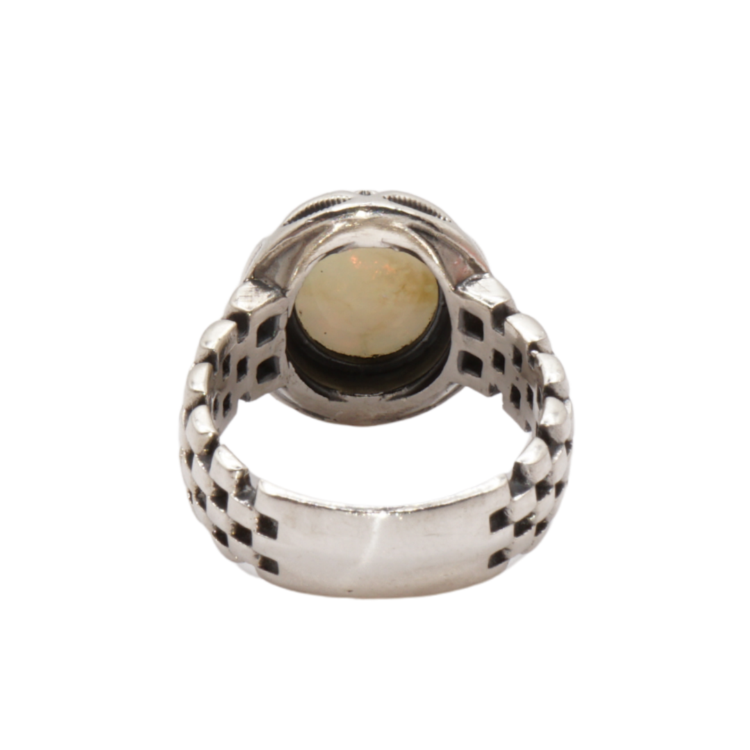 925 Silber Herrenring Opal / Edelopal - Handarbeit - Massiv