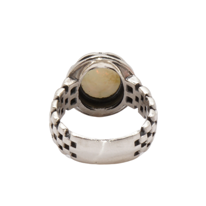 925 Silber Herrenring Opal / Edelopal - Handarbeit - Massiv