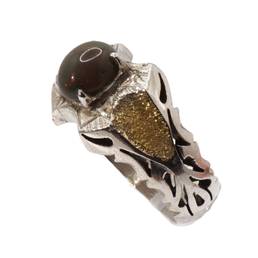 925 Silber Herrenring Opal / Edelopal - Handarbeit - Massiv
