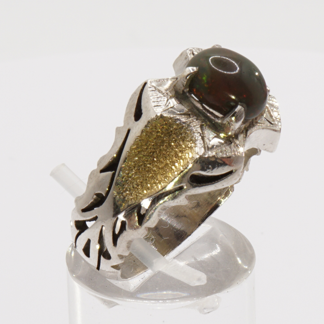 925 Silber Herrenring Opal / Edelopal - Handarbeit - Massiv