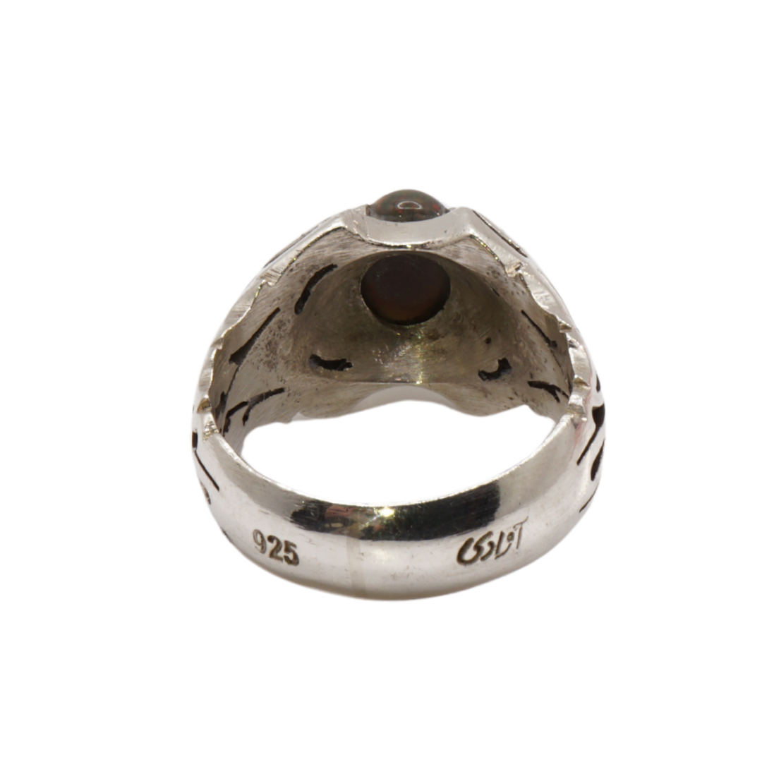 925 Silber Herrenring Opal / Edelopal - Handarbeit - Massiv