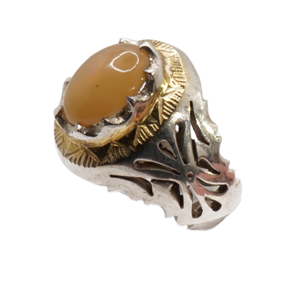 925 Silber Herrenring Opal  / Edelopal - Handarbeit - Massiv