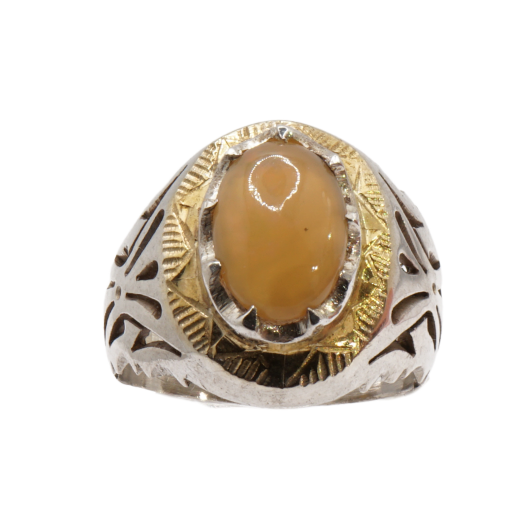 925 Silber Herrenring Opal  / Edelopal - Handarbeit - Massiv