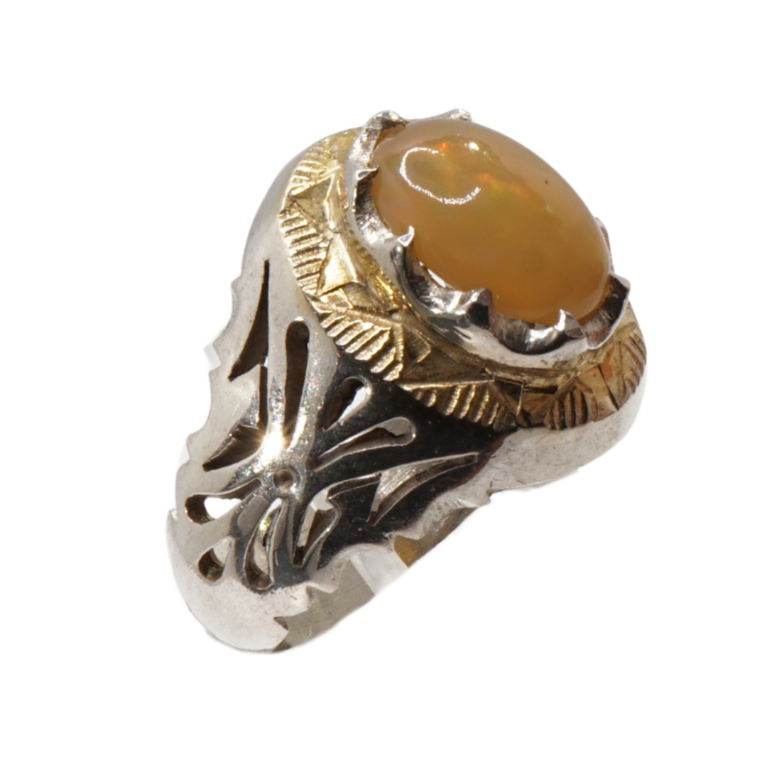 925 Silber Herrenring Opal  / Edelopal - Handarbeit - Massiv