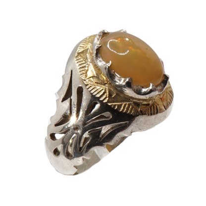 925 Silber Herrenring Opal  / Edelopal - Handarbeit - Massiv