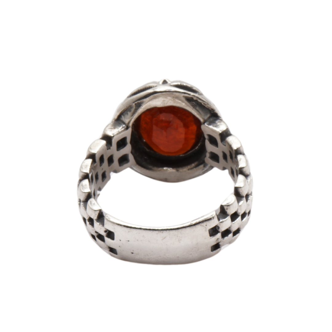 925 Silber Massiver Herrenring mit echtem Granat - Handarbeit