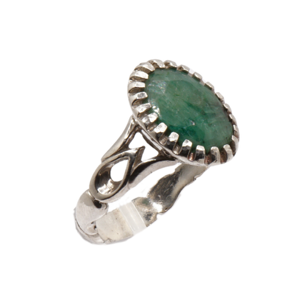 925 Silber Massiver Herrenring mit echtem Smaragd - Handarbeit