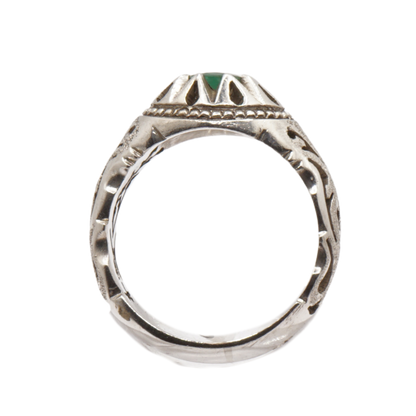 925 Silber Massiver Herrenring mit echtem Smaragd - Handarbeit