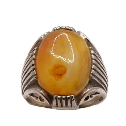 925 Silber Herren Aqeeq Ring Yamani - Jemen-Achat - Handarbeit - Massiv