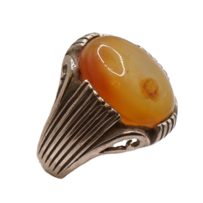 925 Silber Herren Aqeeq Ring Yamani - Jemen-Achat - Handarbeit - Massiv