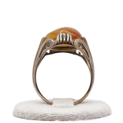 925 Silber Herren Aqeeq Ring Yamani - Jemen-Achat - Handarbeit - Massiv