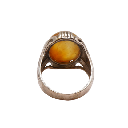 925 Silber Herren Aqeeq Ring Yamani - Jemen-Achat - Handarbeit - Massiv